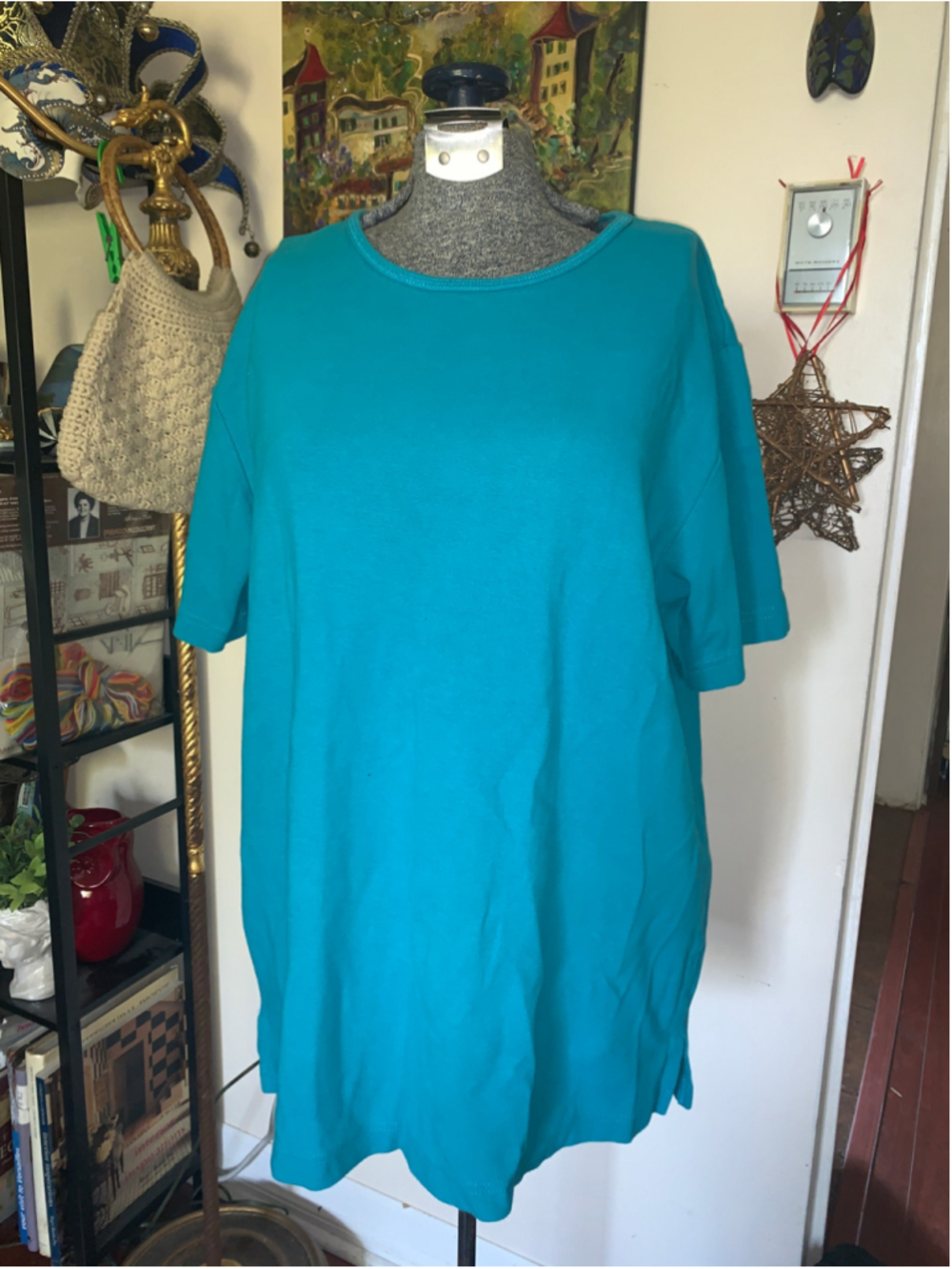 Women's Seg’ments Stretch Short Sleeve Teal T-Shirt Size XL
